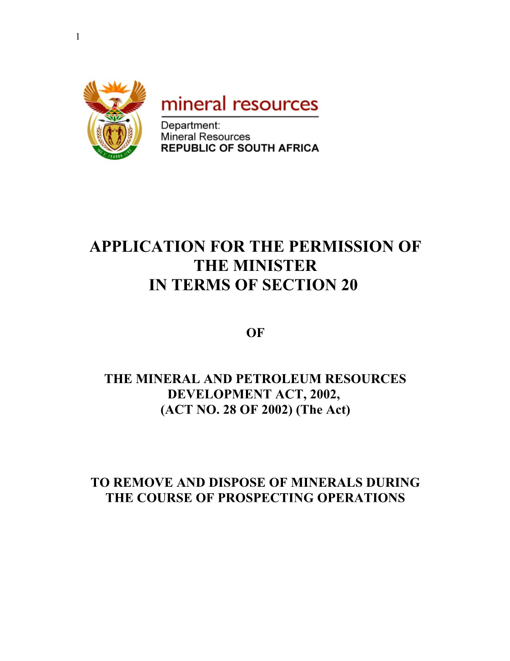Application for the Permission of the Minister
