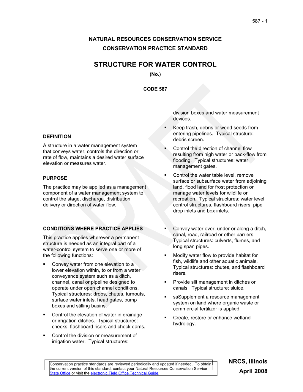 Structure for Water Control 587