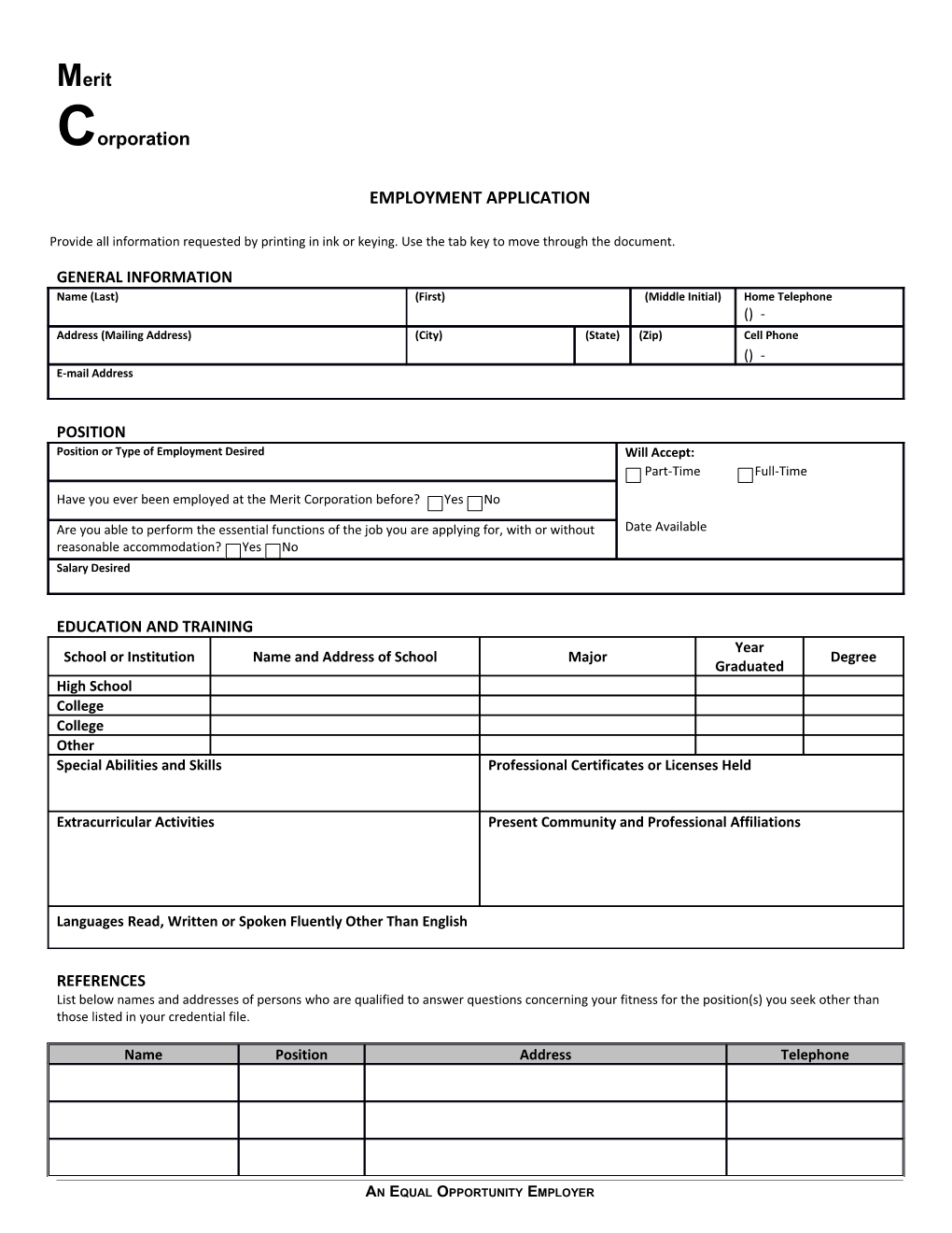 Application for Employment s62