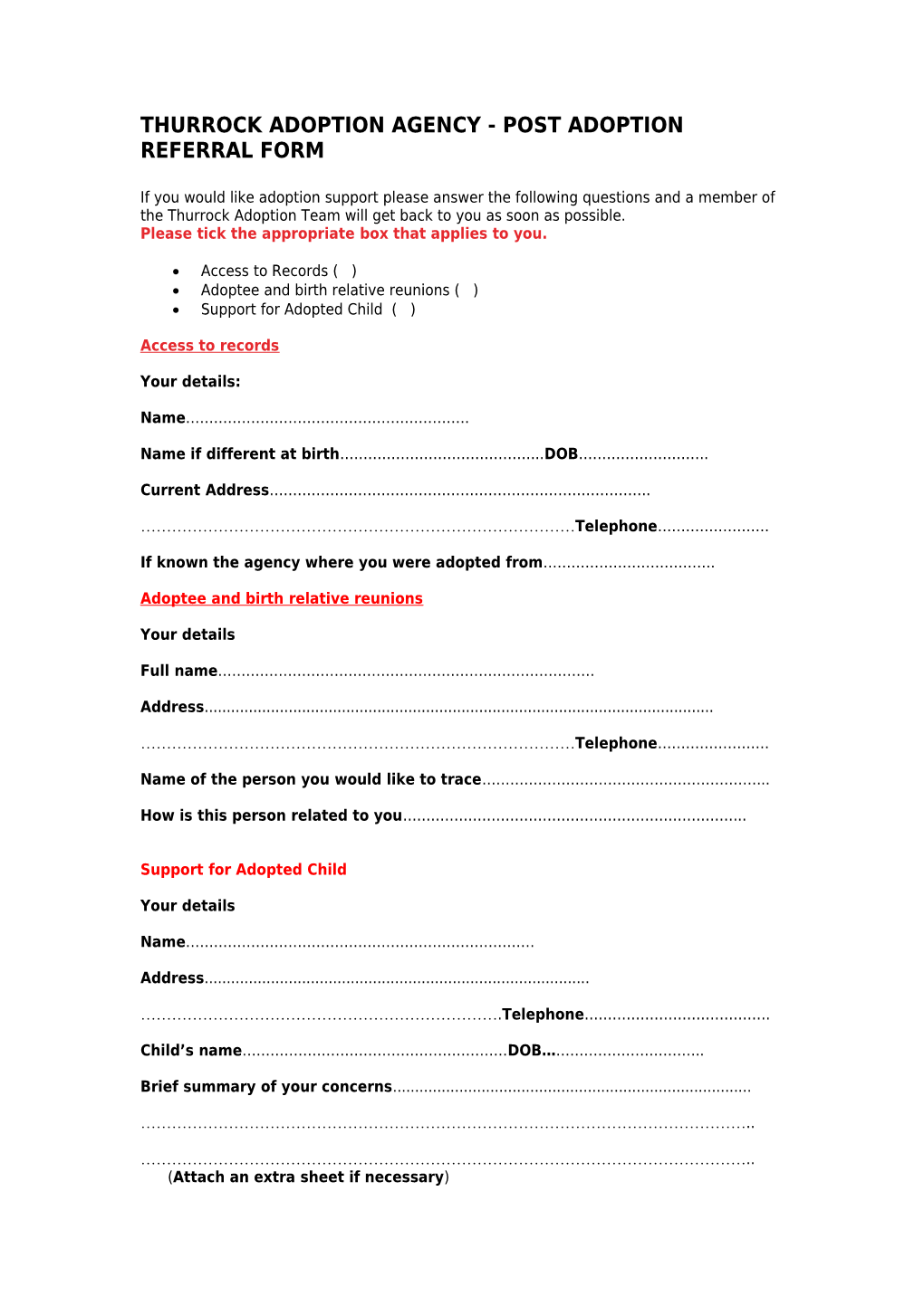 Initial Enquiry Form