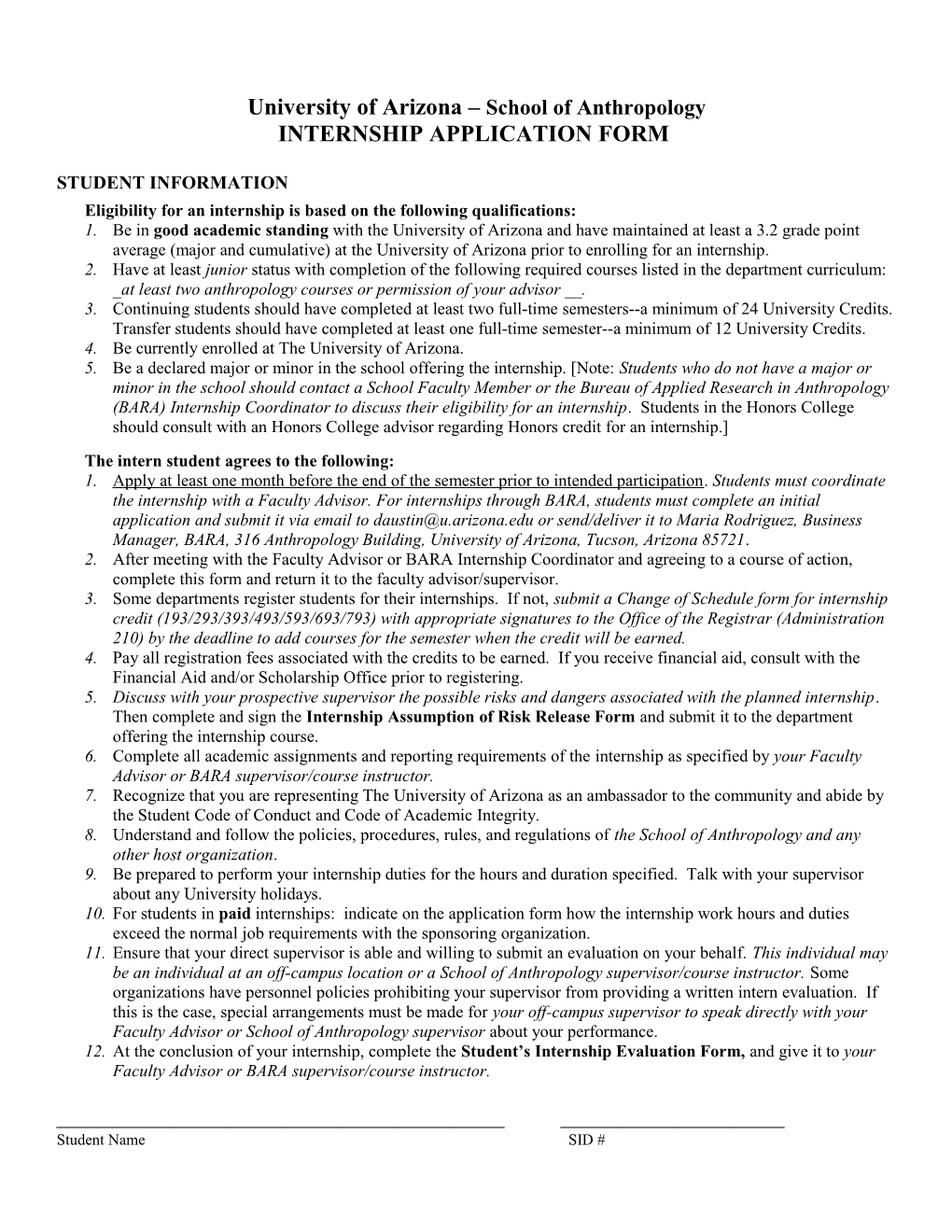 Internship Guidelines Form