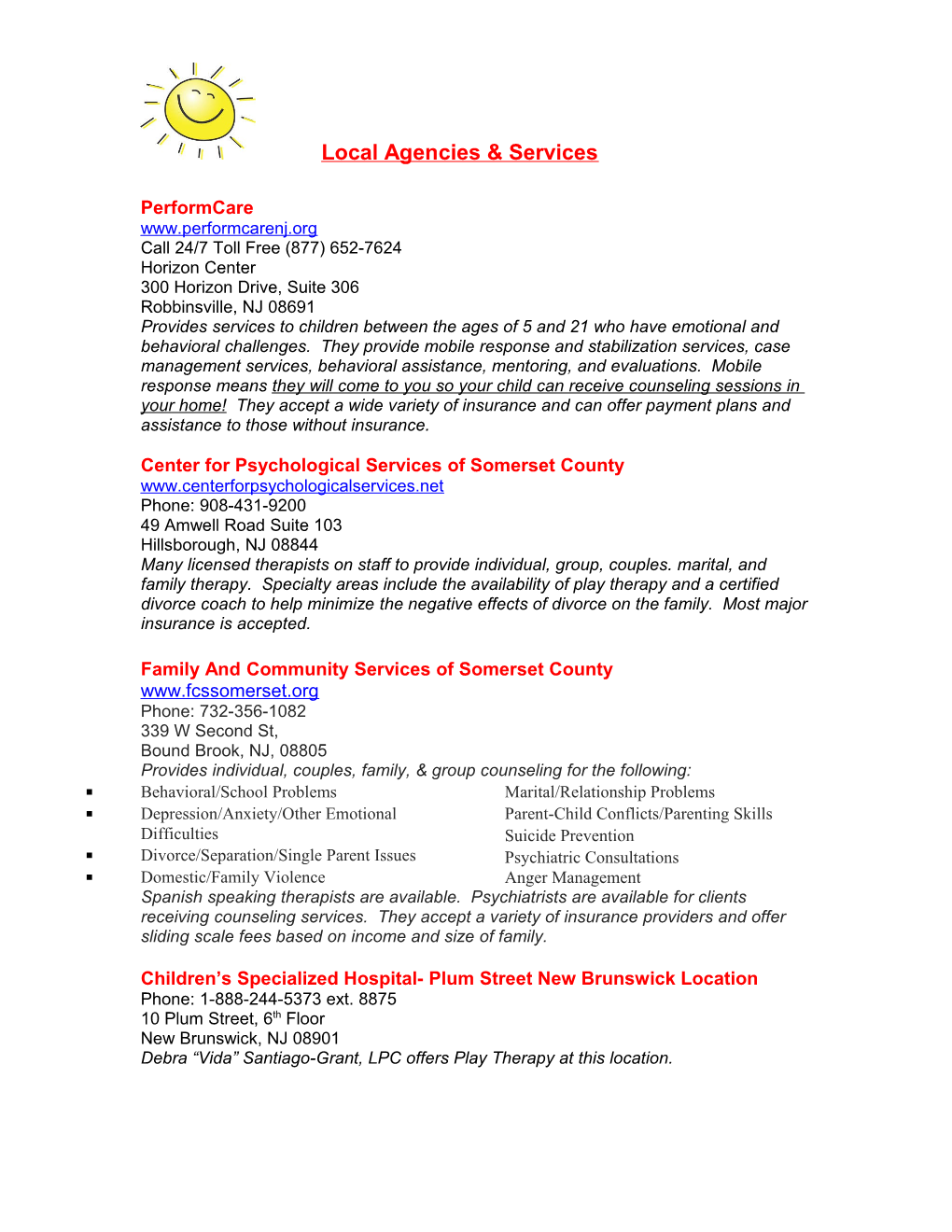 Local Agencies & Services