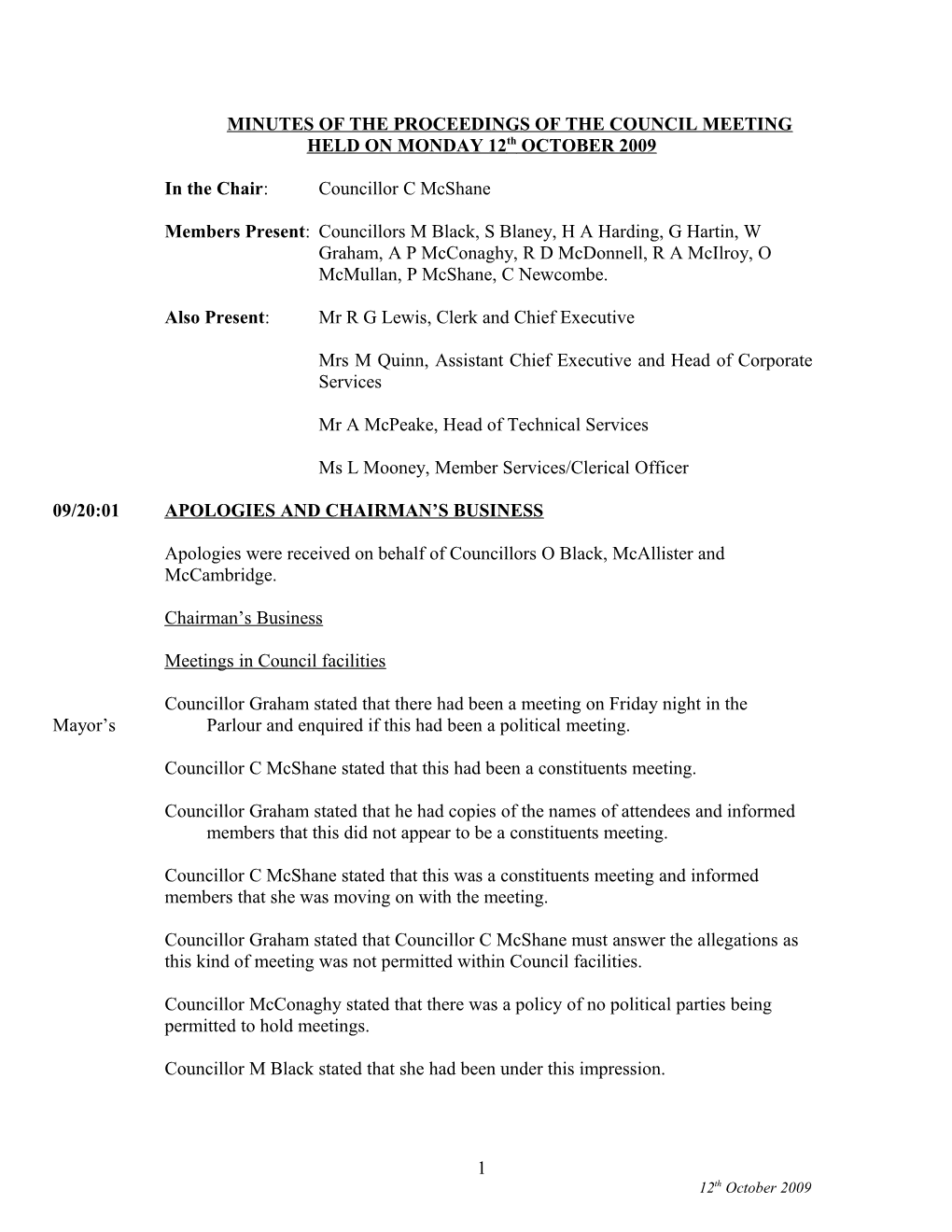 Minutes of the Proceedings of the Council Meeting Held s7
