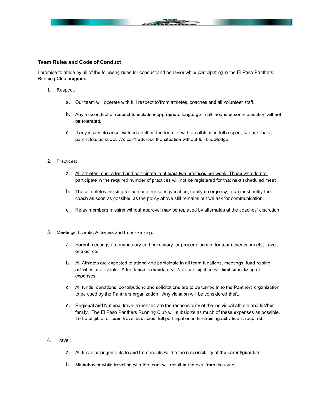 Team Rules and Code of Conduct