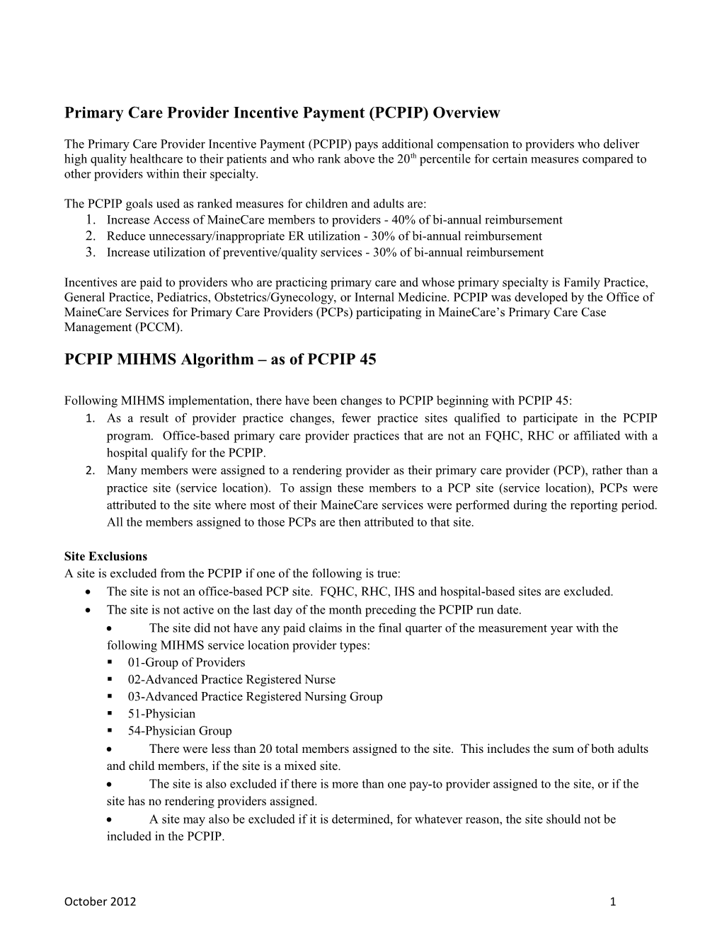 Primary Care Provider Incentive Payment (PCPIP) Overview s1