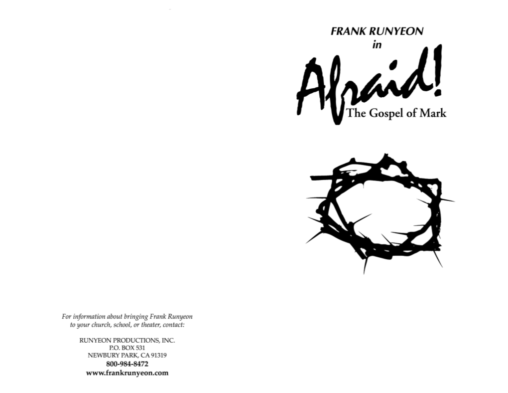 Frank Runyeon Has Won National Acclaim for His Work As a Translator and Performer of Biblical