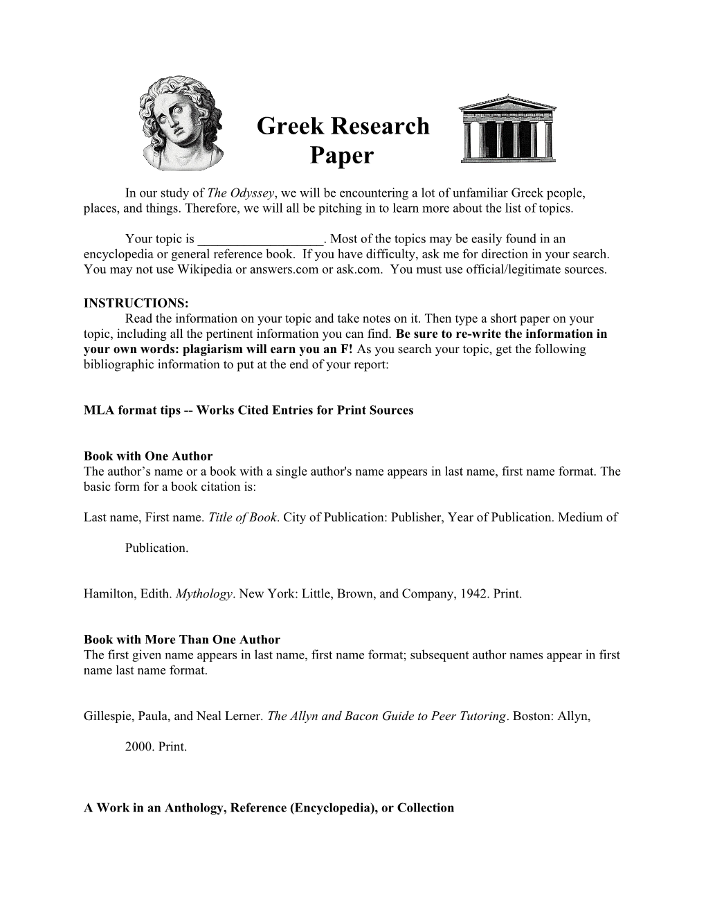 Greek Research Paper