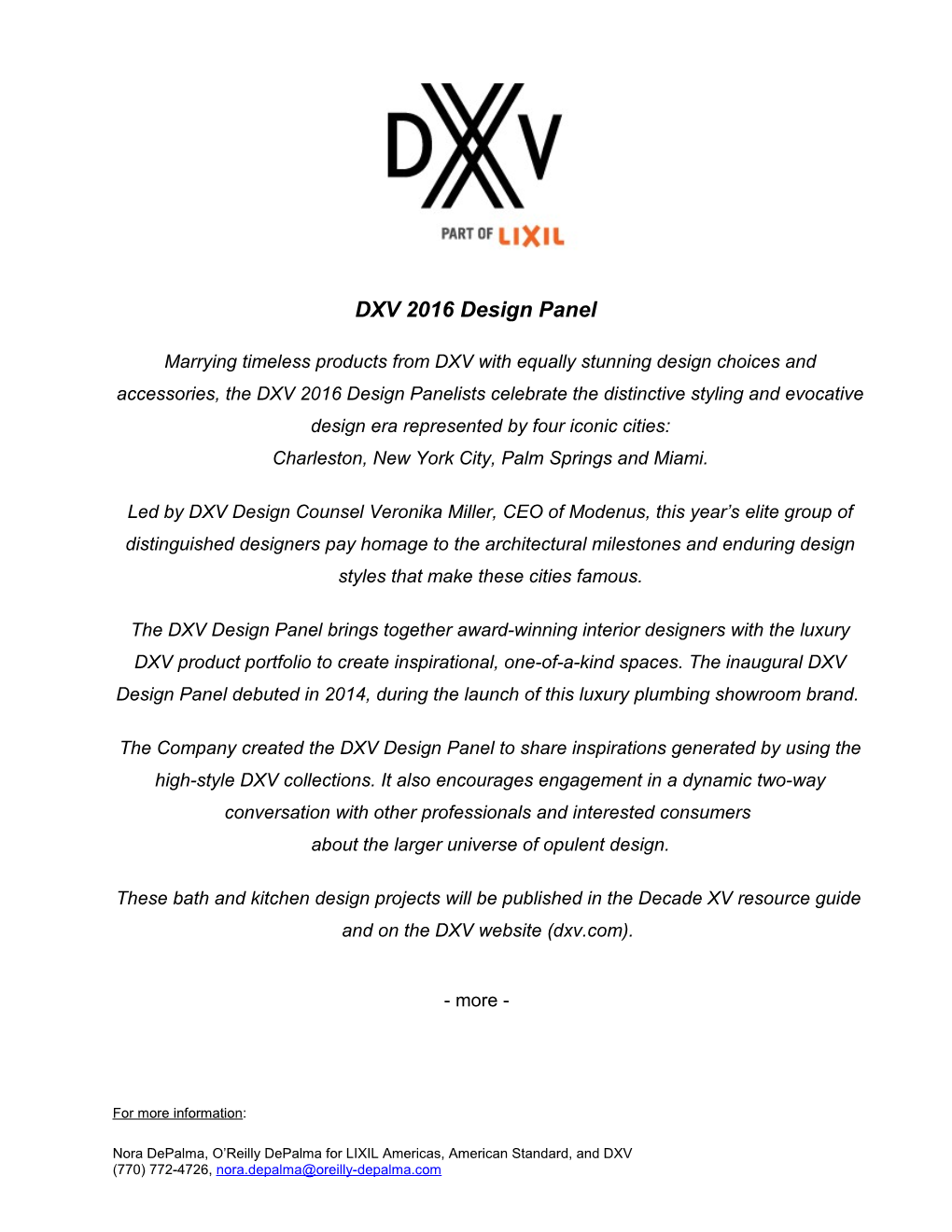 DXV 2016 Design Panel