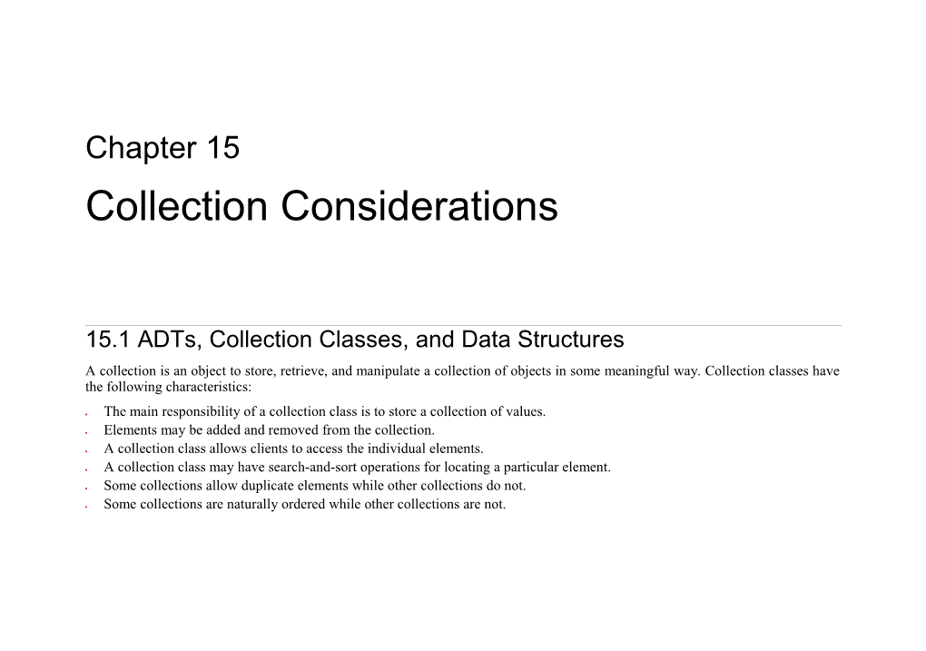 15.1 Adts, Collection Classes, and Data Structures