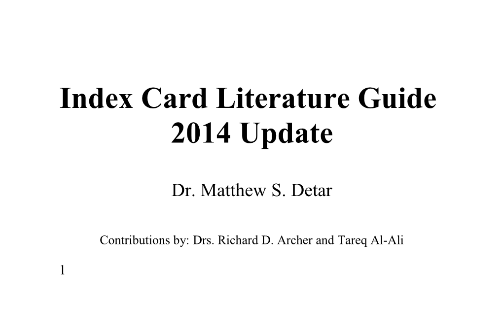 Index Card Literature Guide