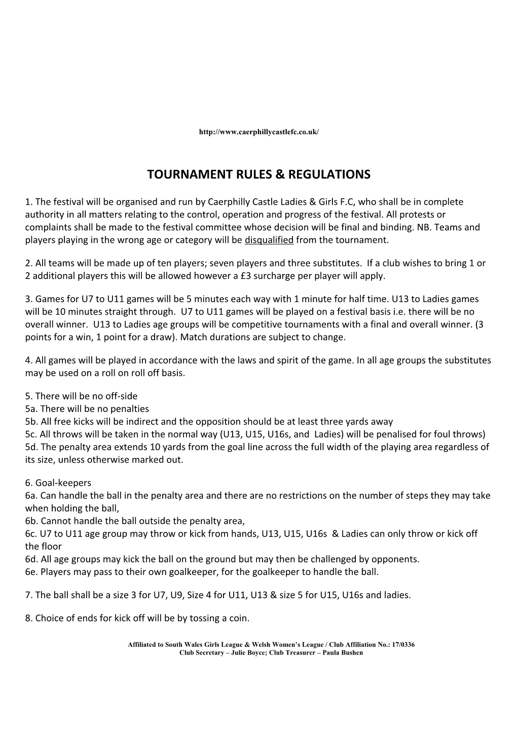 Tournament Rules & Regulations