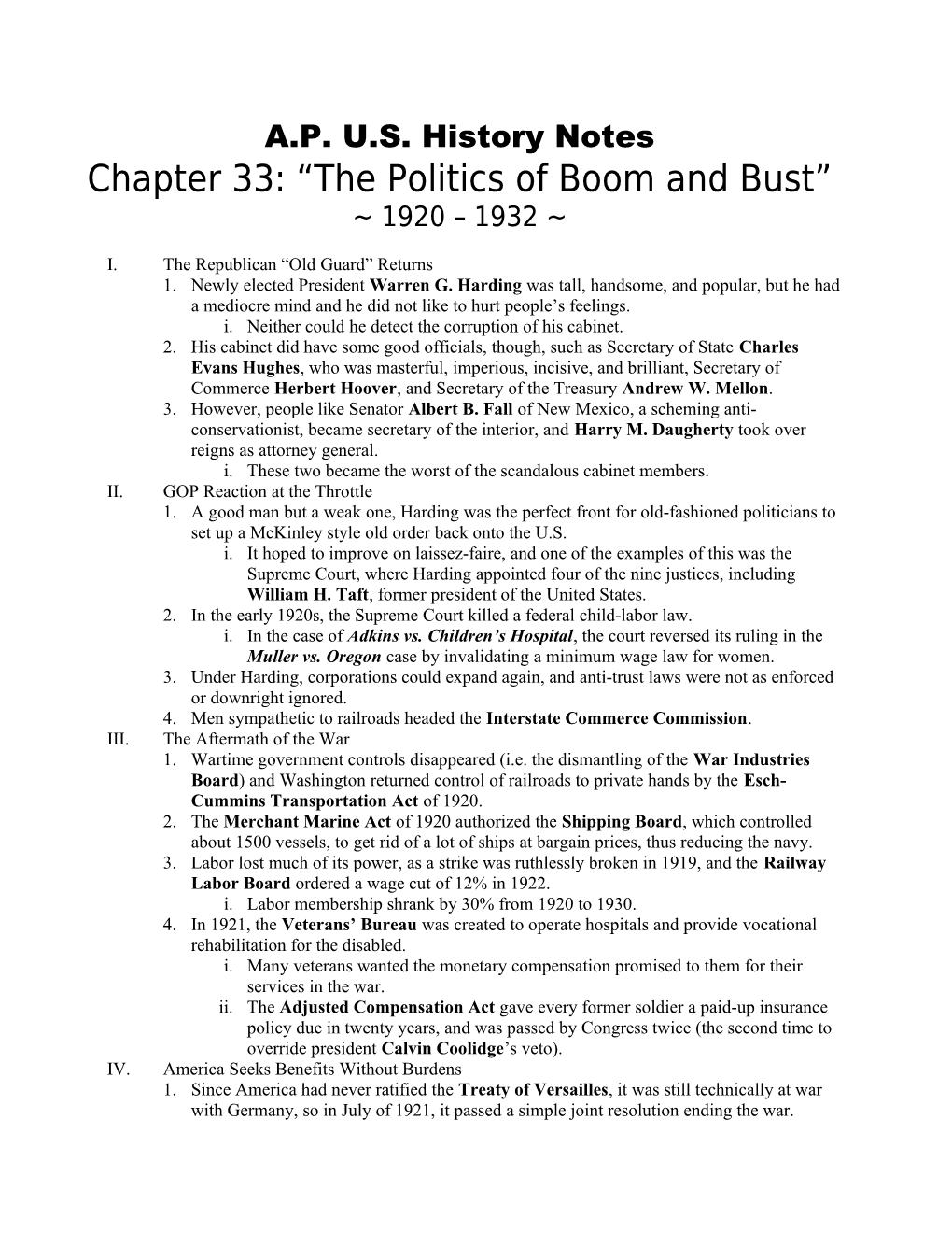 Chapter 33: the Politics of Boom and Bust