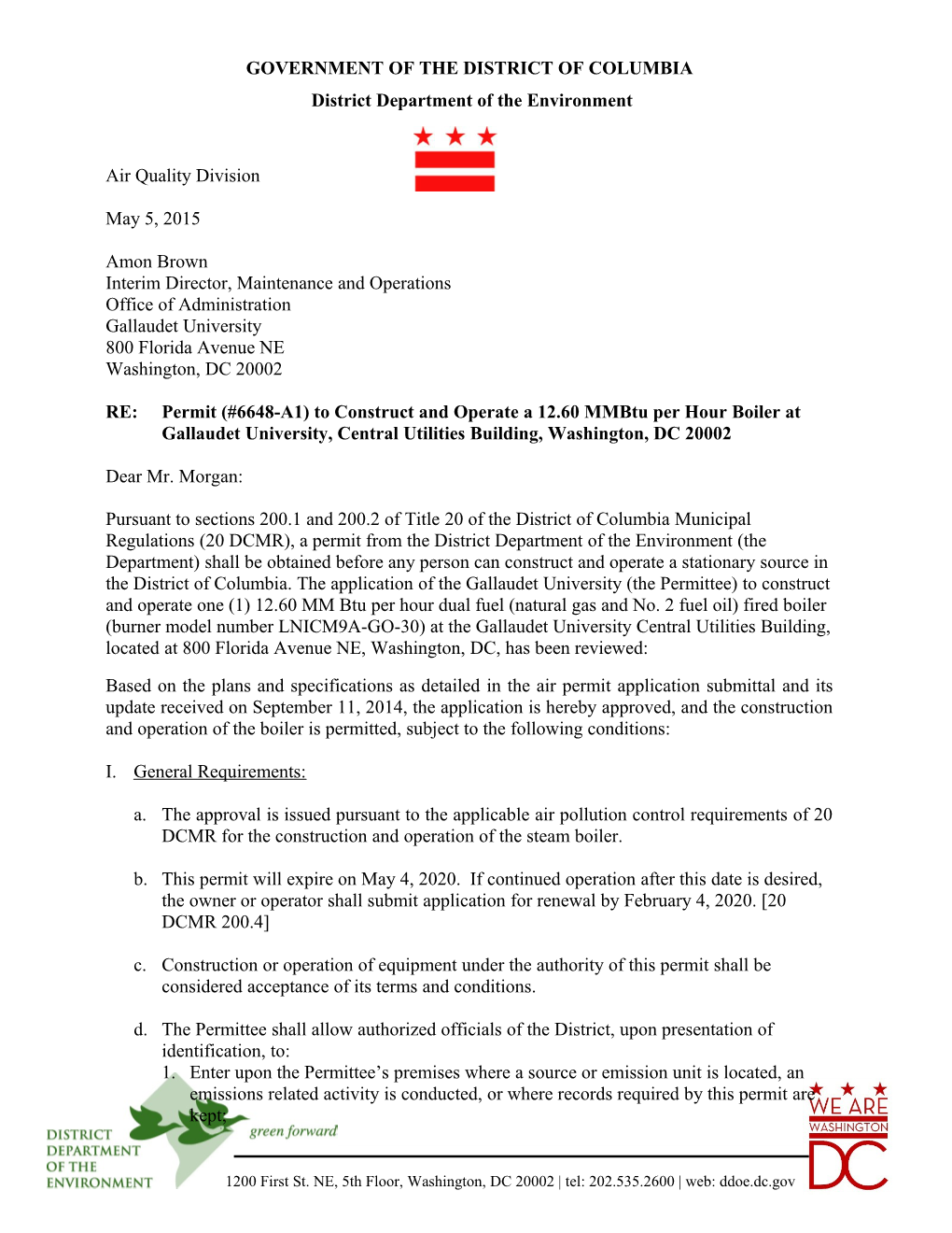 Permit (#6648-A1) to Construct and Operate a 12.60 Mmbtu Per Hour Boiler