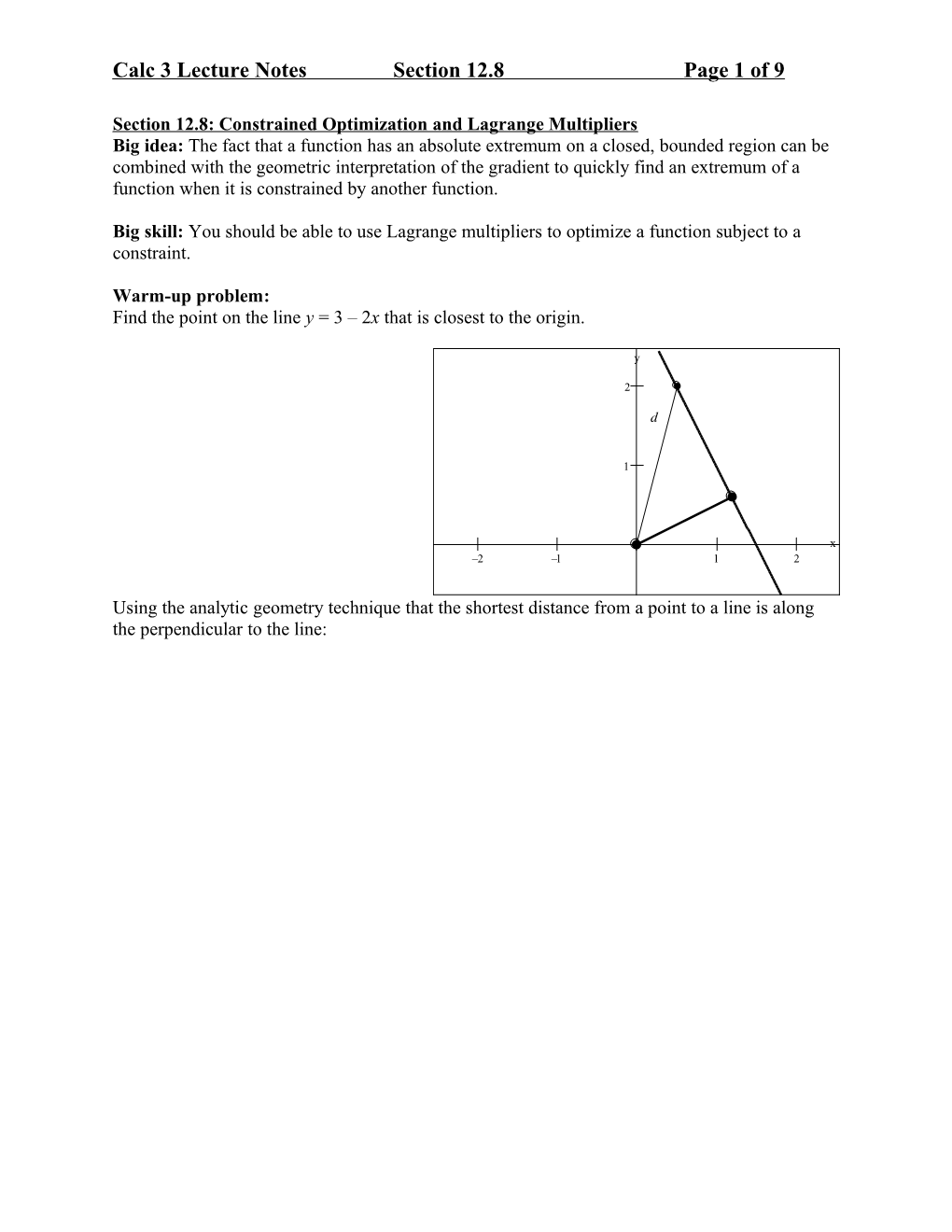 Calculus 3 Lecture Notes, Section 12.8