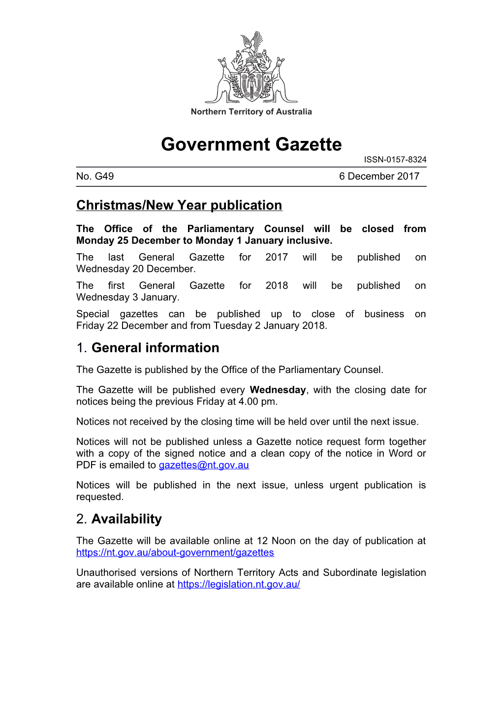 Northern Territory Government 2017 G49