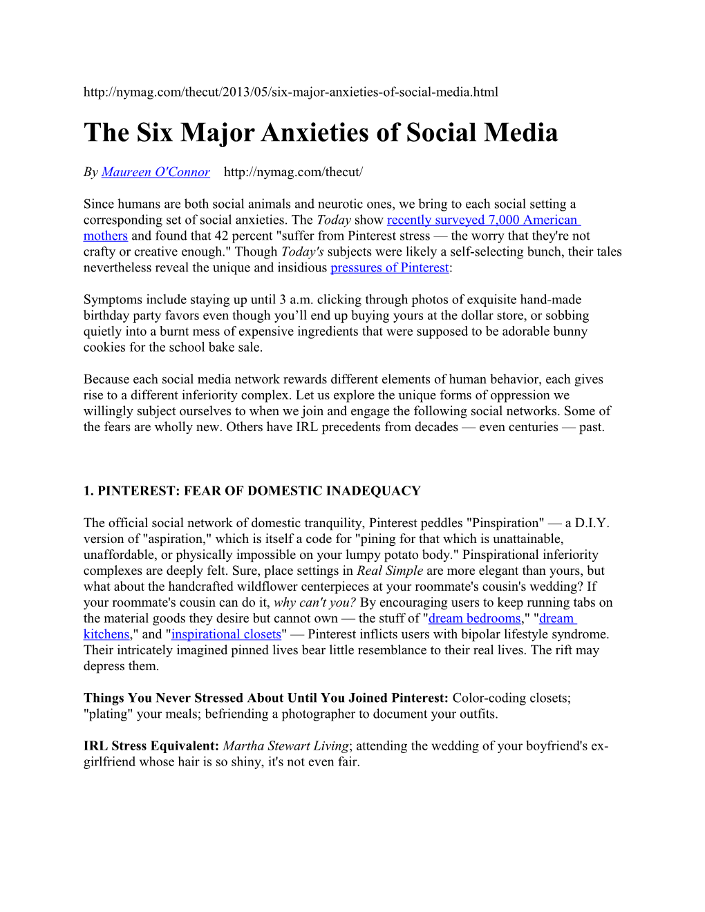 The Six Major Anxieties of Social Media