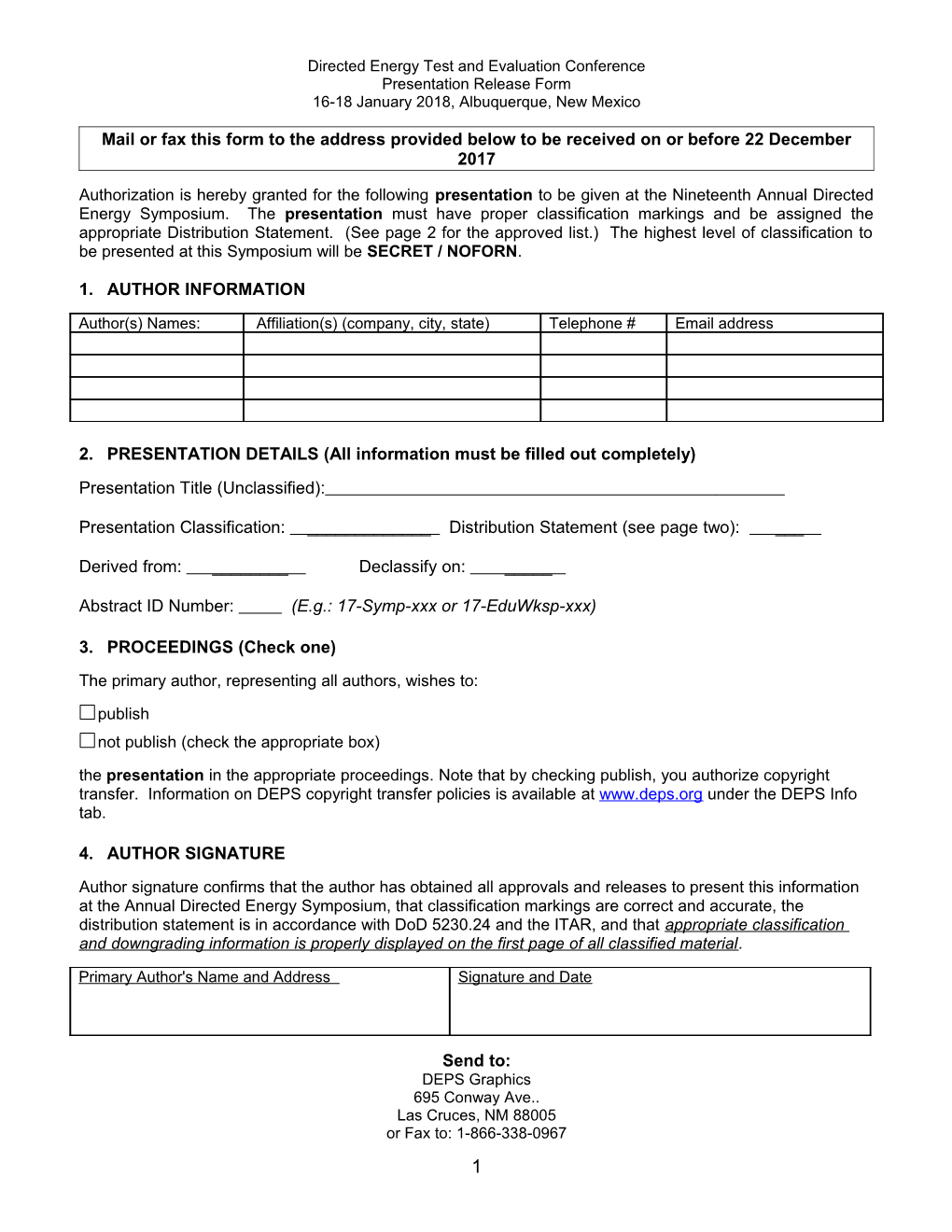 DEPS Paper Release Form