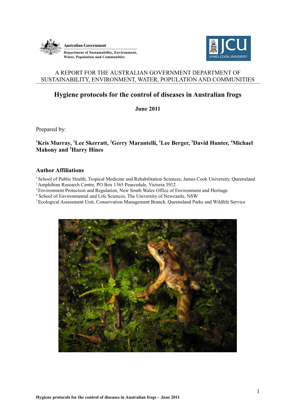 Hygiene Protocols For The Control Of Diseases In Australian Frogs