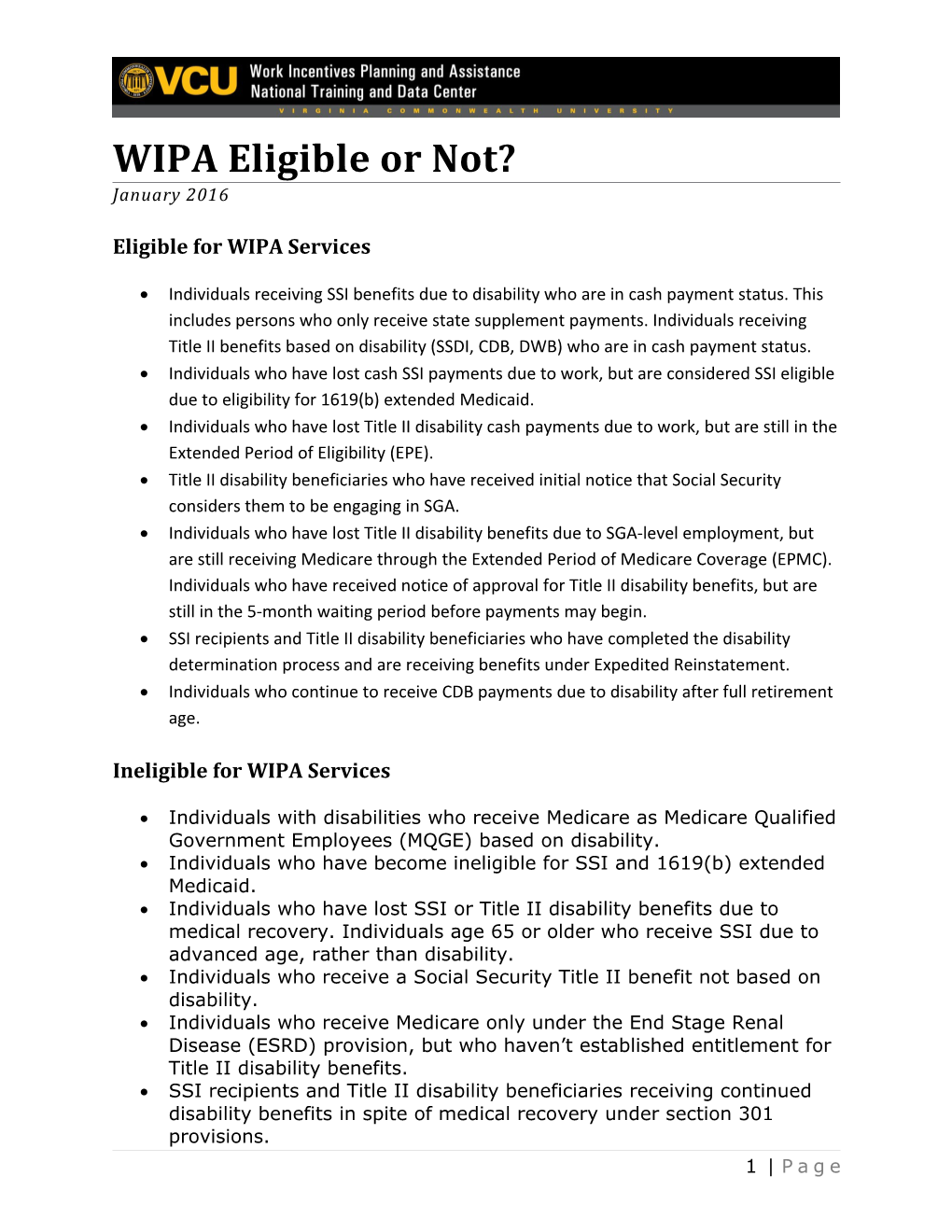 WIPA Eligible Or Not?