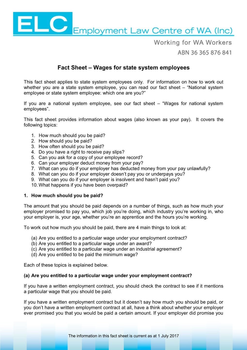 Fact Sheet Wages for State System Employees