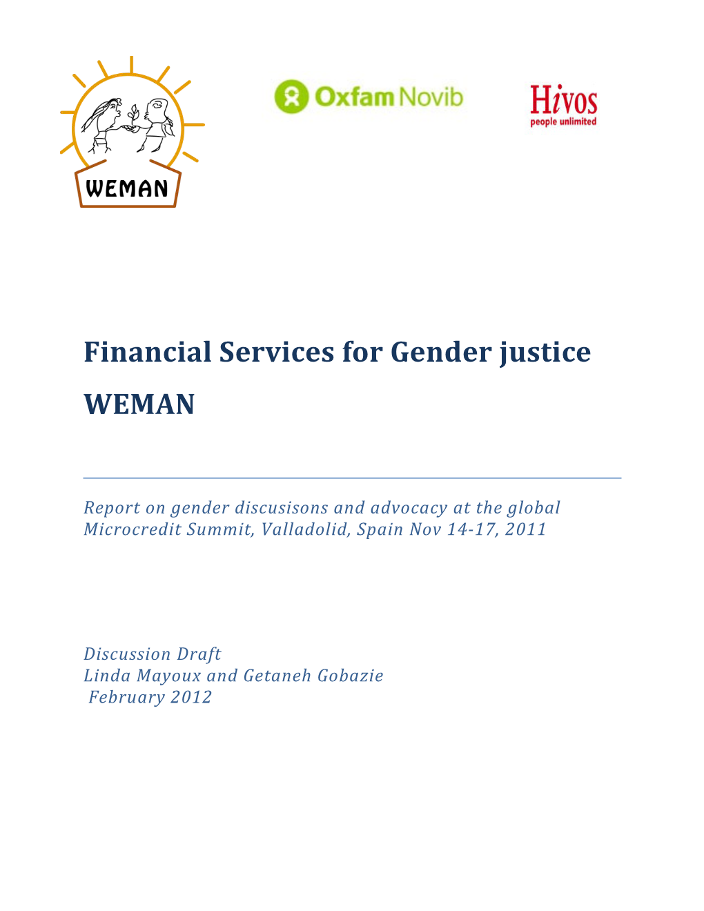 Financial Services for Gender Justice Report on Global MCS Valladolid Mayoux and Gobazie 2012