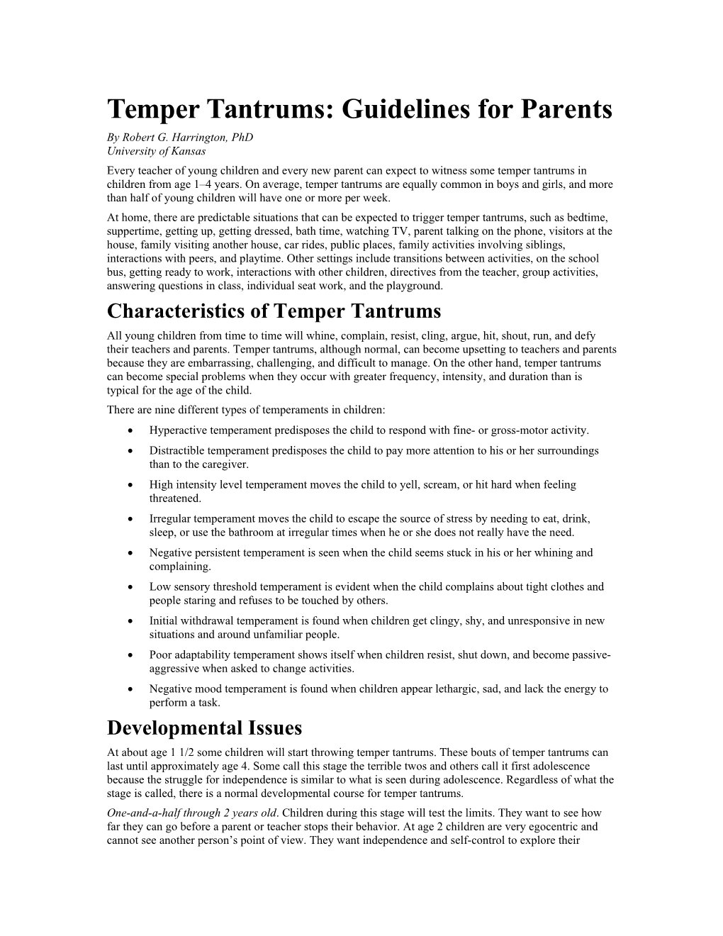 Temper Tantrums: Guidelines for Parents