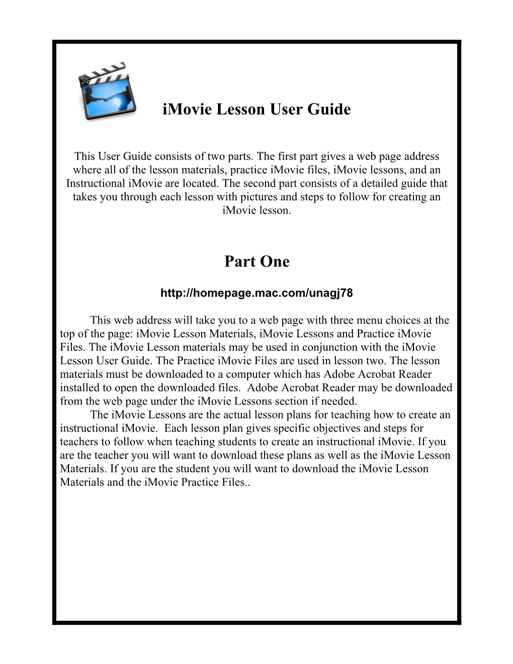 Imovie Lesson Study Guide