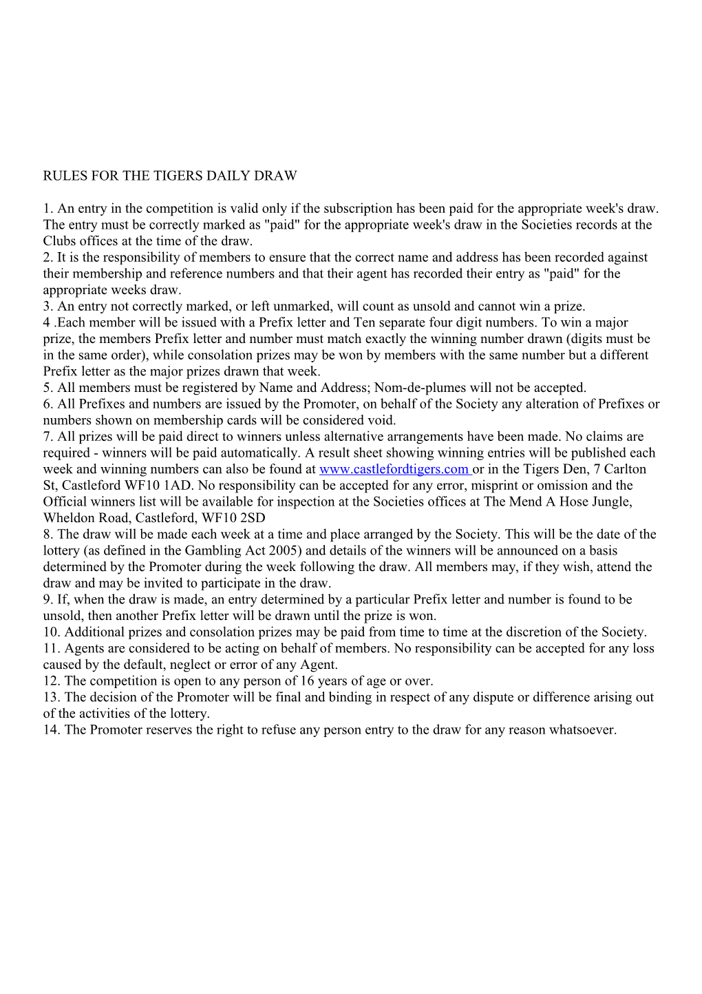 Draft Basic Set of Lottery Rules
