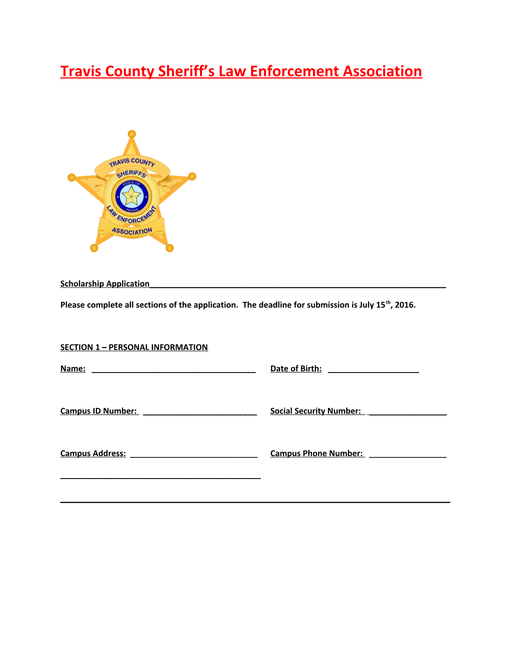 Travis County Sheriff S Law Enforcement Association