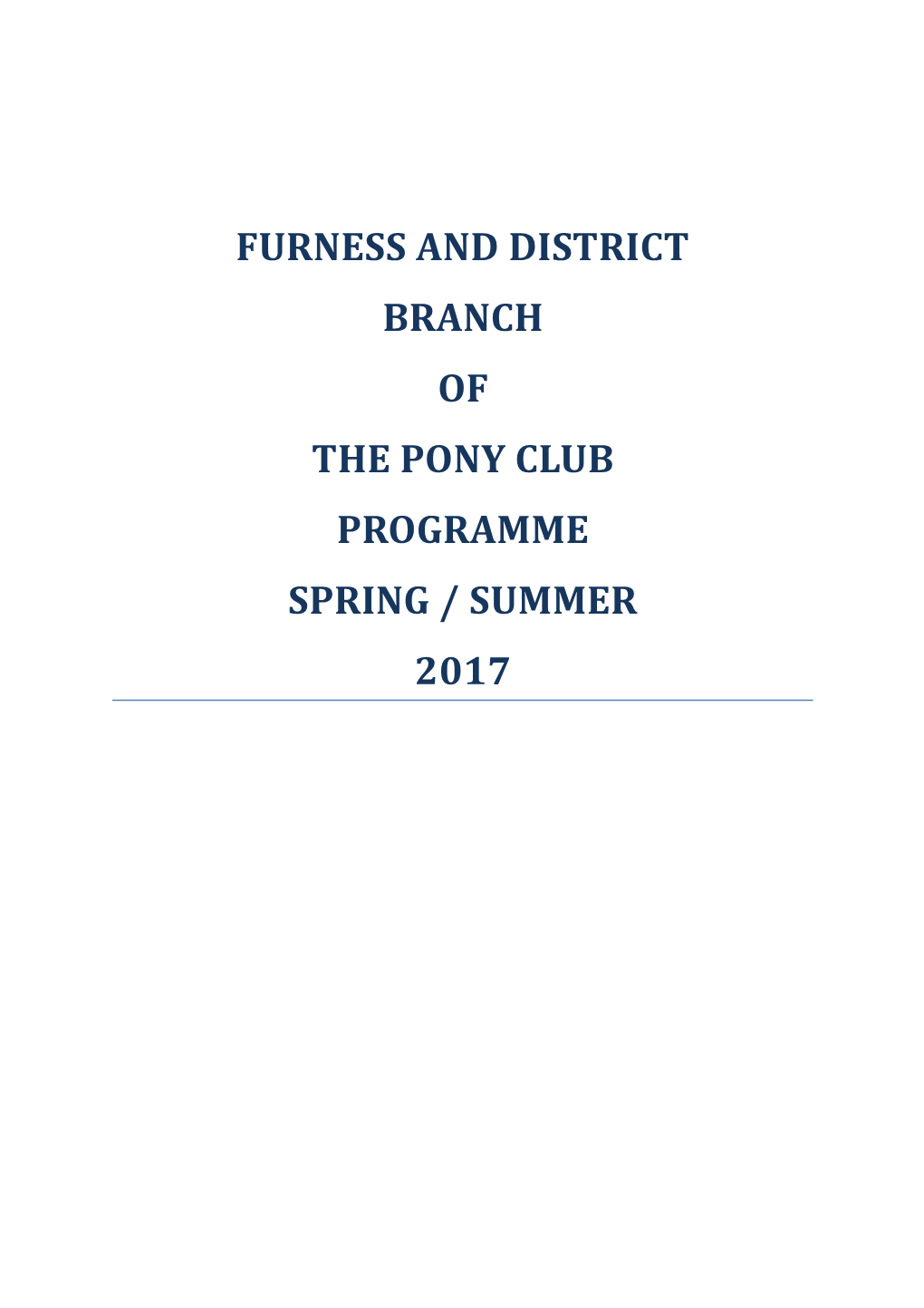 Furness and District Branch of the Pony Club Committee