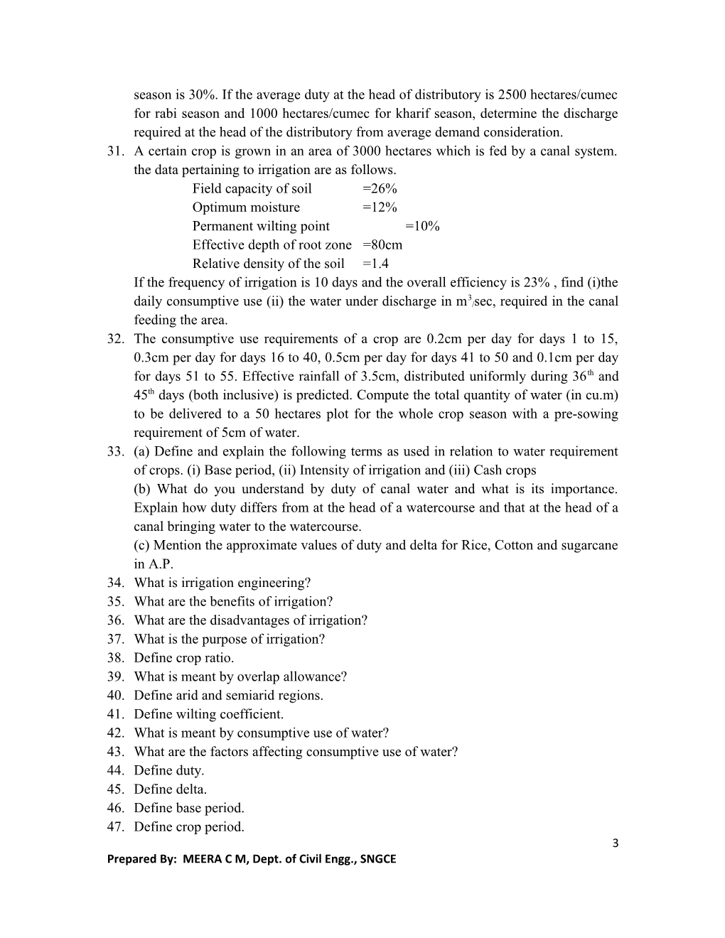 Questions from Previous Year University Question Papers