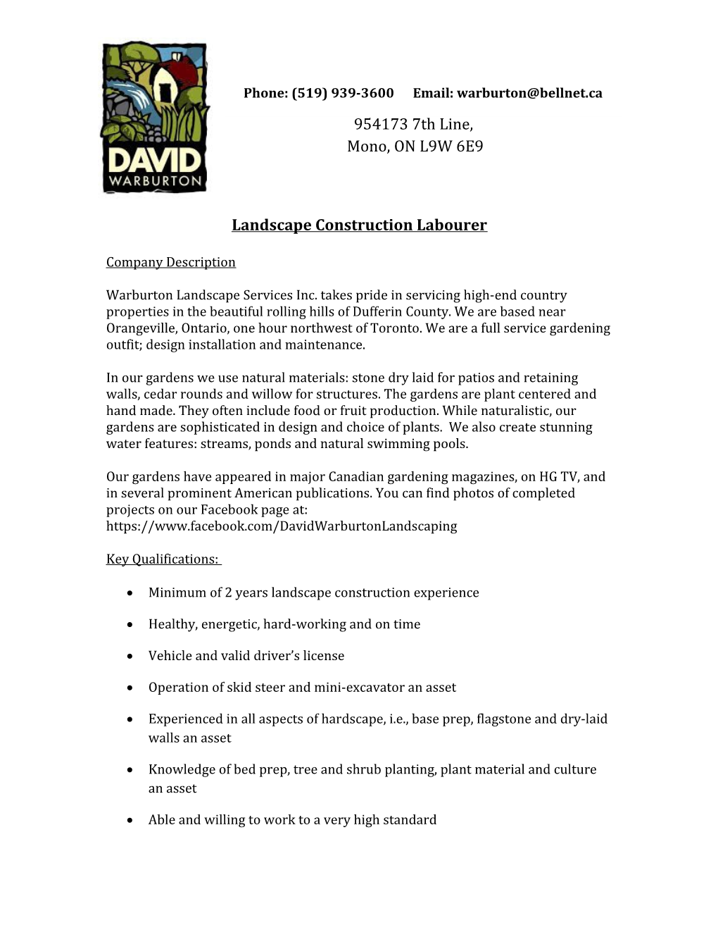 Landscape Construction Labourer