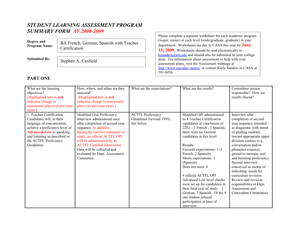 Student Learning Assessment Program s2