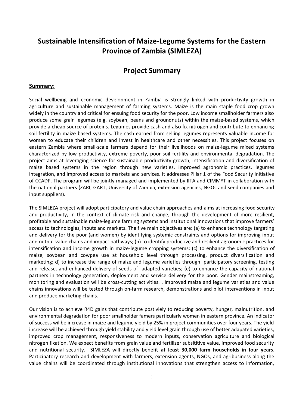 Increasing Sustainable Maize Production in Mozambique Through Dissemination of Improved