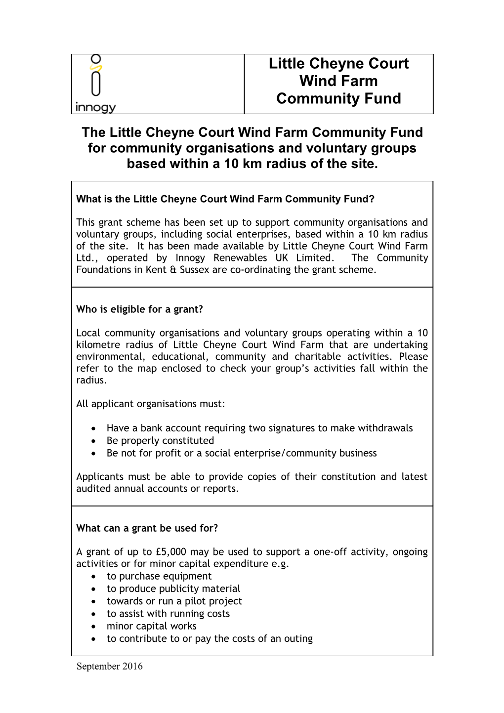 The Little Cheyne Court Wind Farm Community Fund for Community Organisations and Voluntary s1