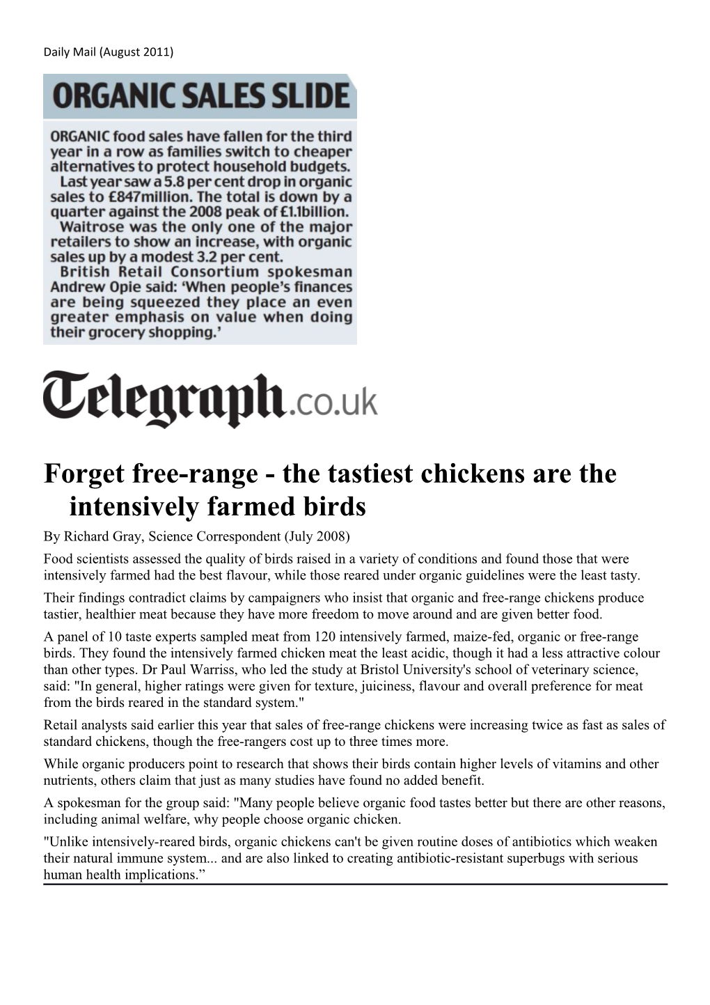 Forget Free-Range - the Tastiest Chickens Are the Intensively Farmed Birds