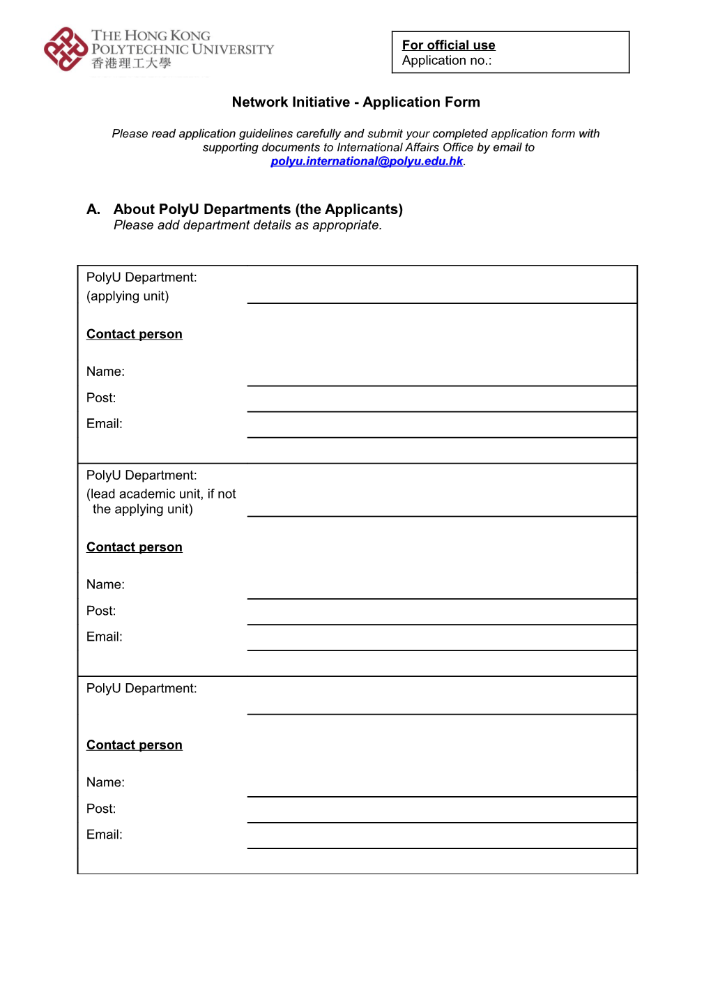 General Application Form for Awards Administered by The