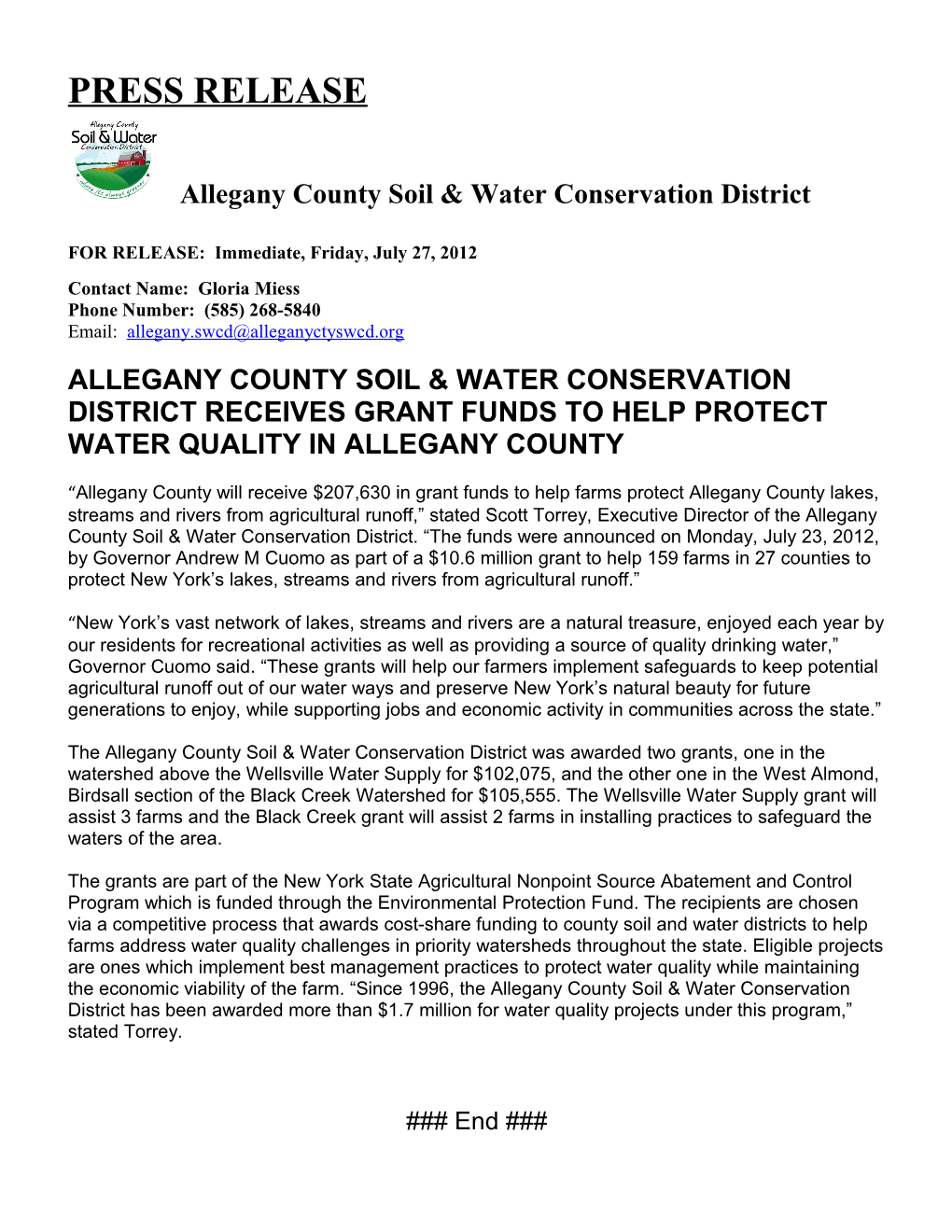 Allegany County Soil & Water Conservation District