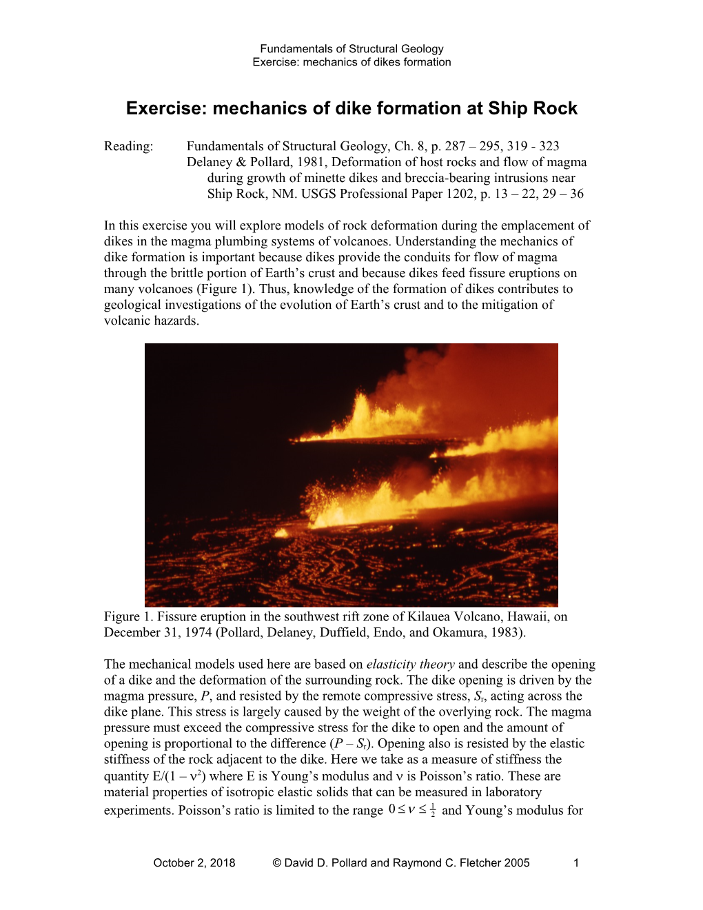 Exercise: Mechanics of Dike Formation at Ship Rock