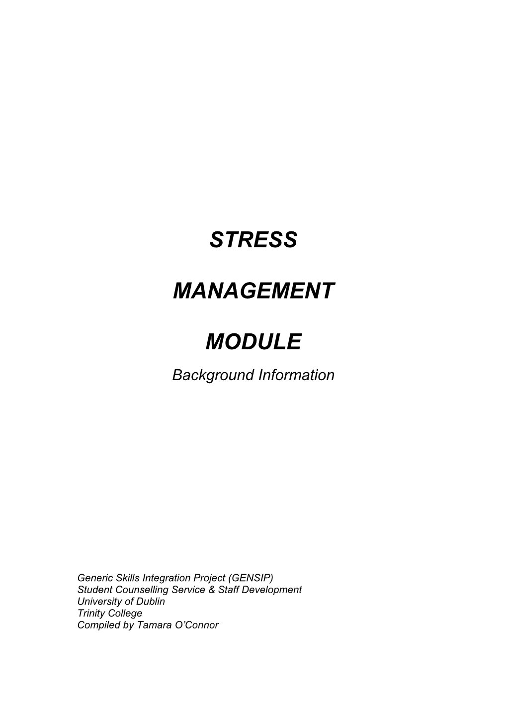 Stress Management Skills Module s1