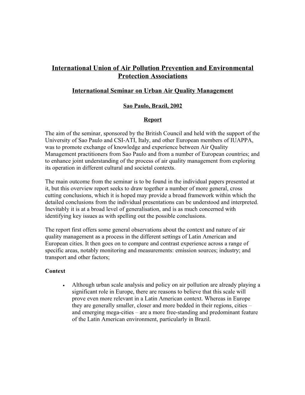 International Union of Air Pollution Prevention and Environmental Protection Associations