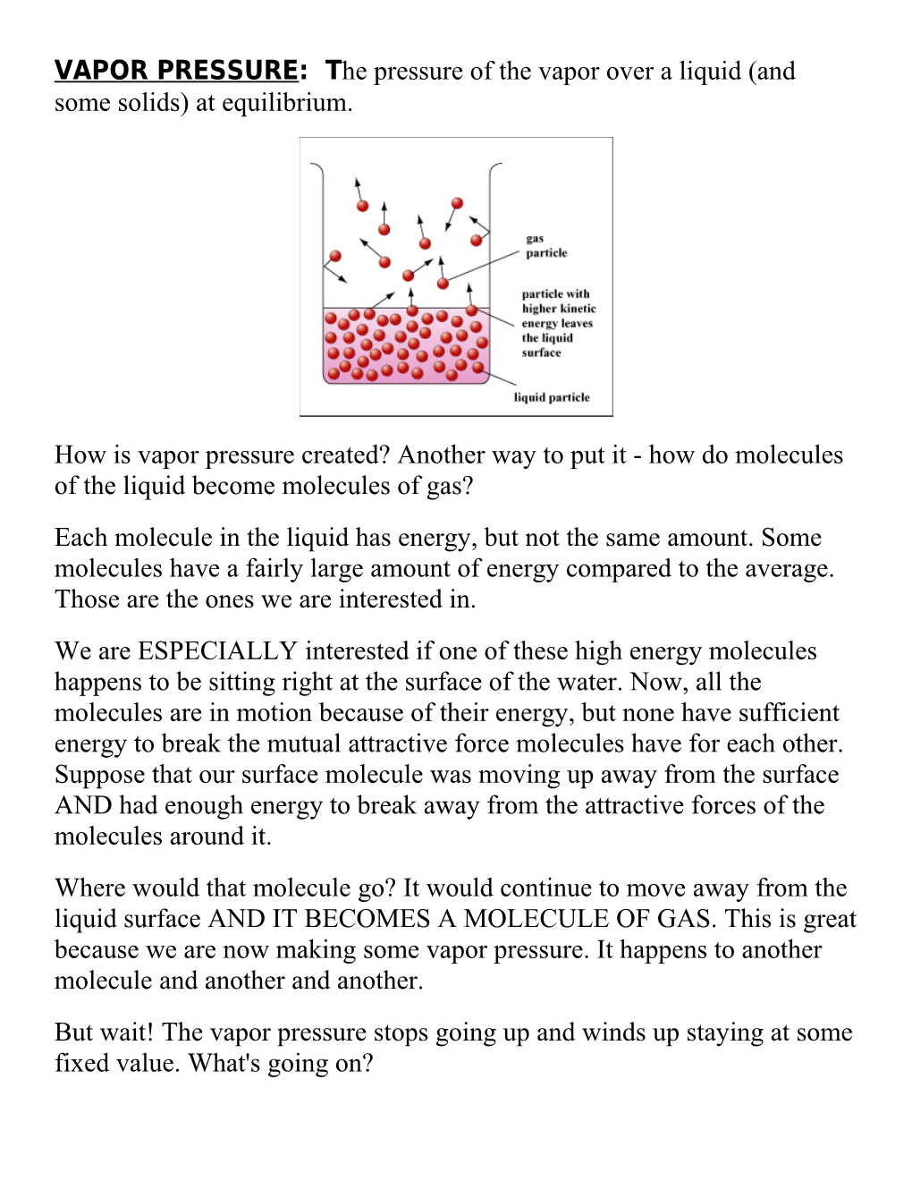 VAPOR PRESSURE: T He Pressure of the Vapor Over a Liquid (And Some Solids) at Equilibrium