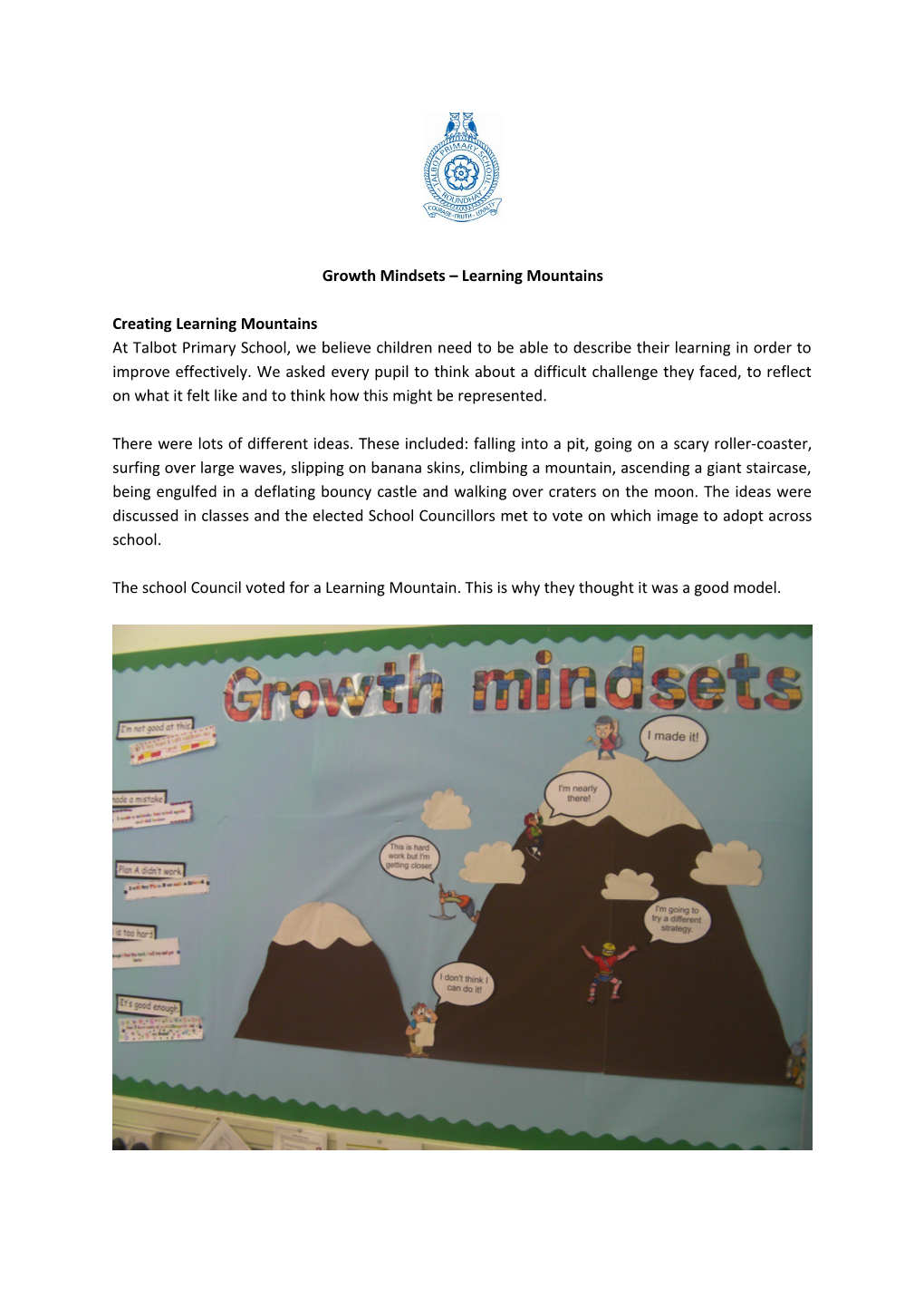 Growth Mindsets Learning Mountains