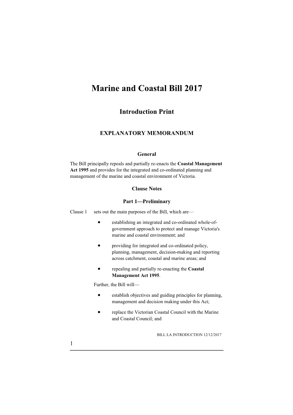 Marine and Coastal Bill 2017