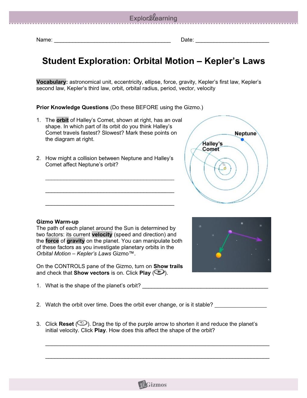 Orbital Motion Keplers Laws