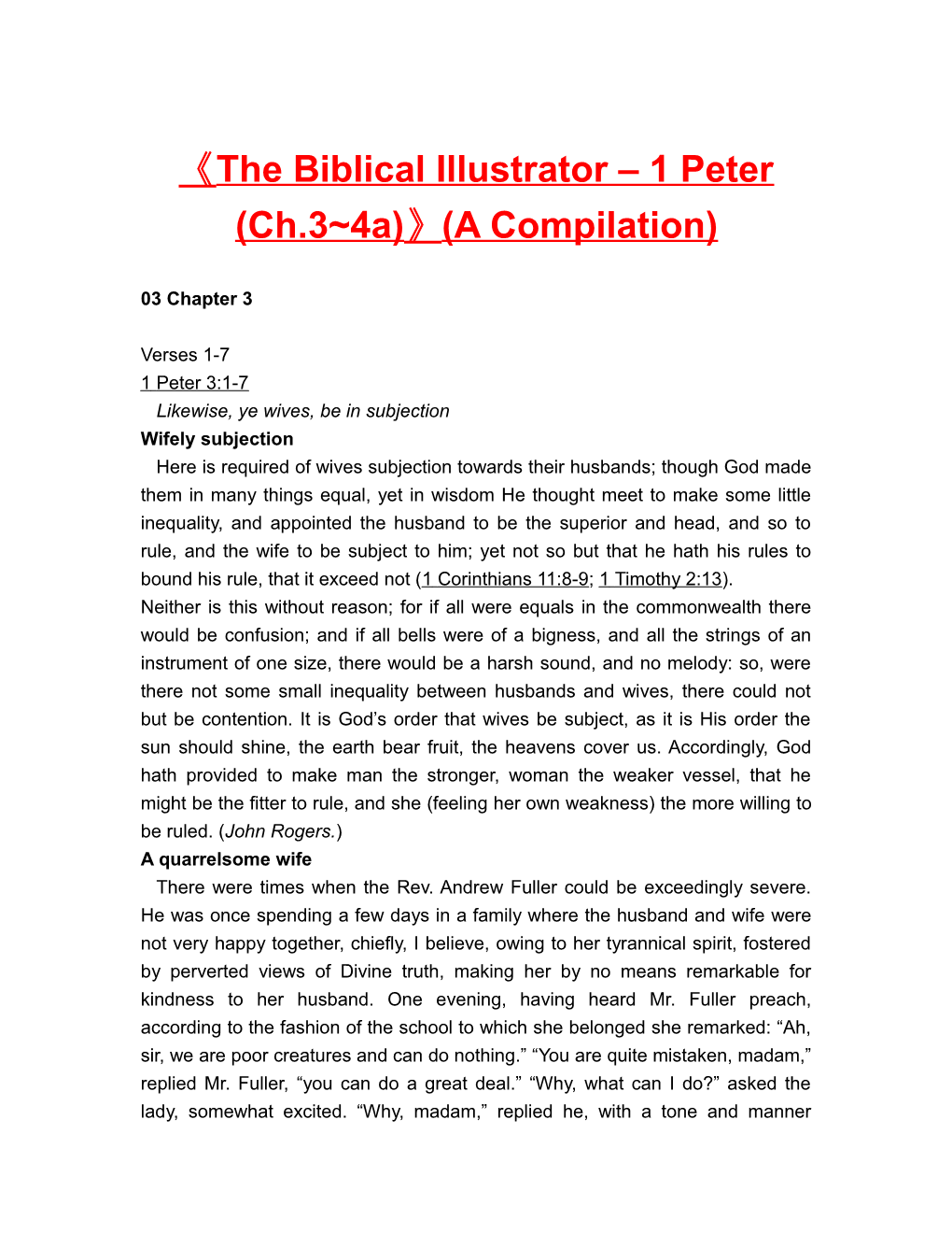 The Biblical Illustrator 1 Peter (Ch.3 4A) (A Compilation)