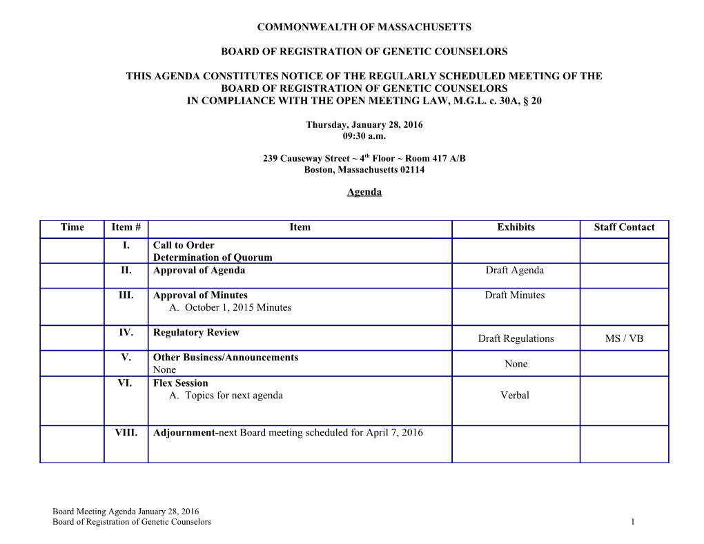 Board of Registration of Genetic Counselors