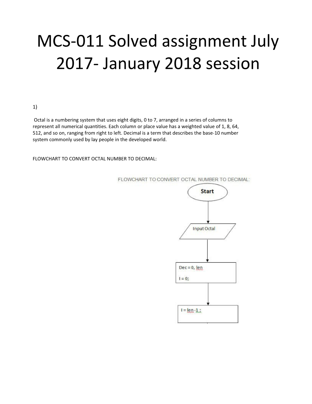 MCS-011 Solved Assignment July 2017- January 2018 Session