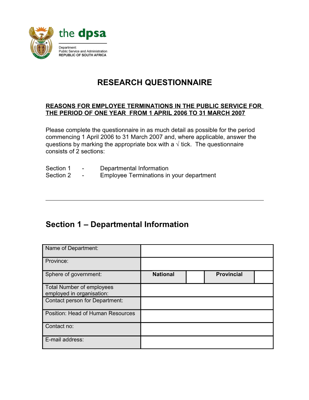 Research Questionnaire