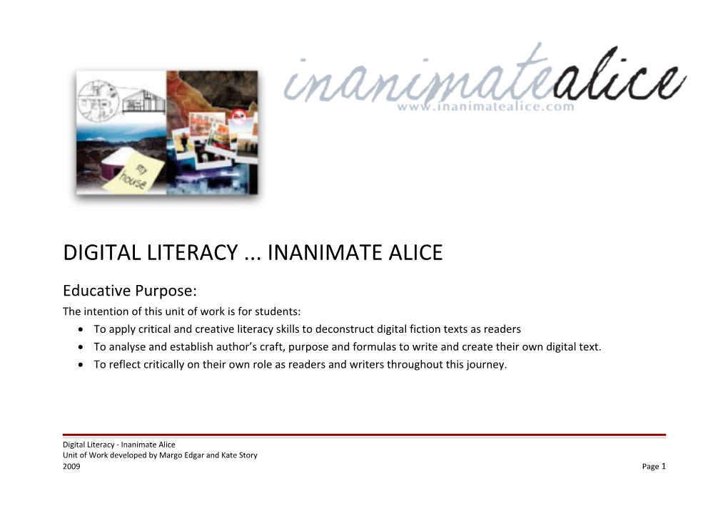 Digital Literacy Inanimate Alice